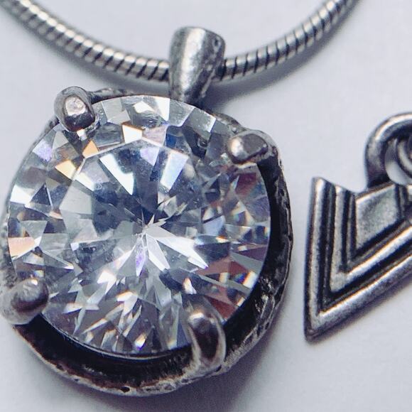 Silpada N1969 Sterling Silver Necklace CZ Pendant Modern Snake Chain Jewelry - Picture 5 of 16